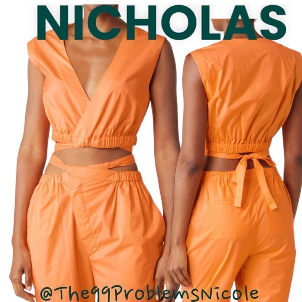 Nicholas Tarla Linen cropped Top in Orange, New with tags